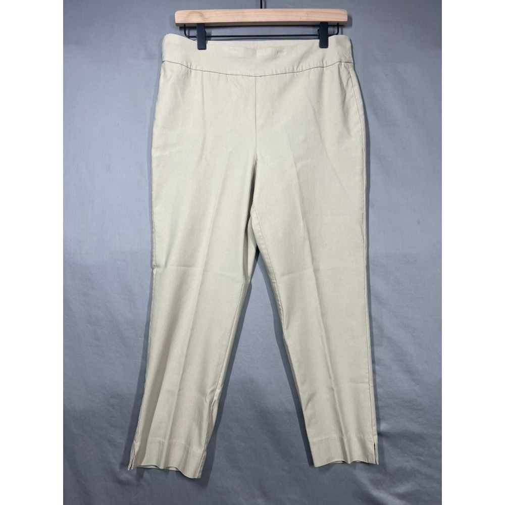 Chicos So Slimming Crop Pants Beige Khaki Pull On Trousers Size 1.5 Medium Large